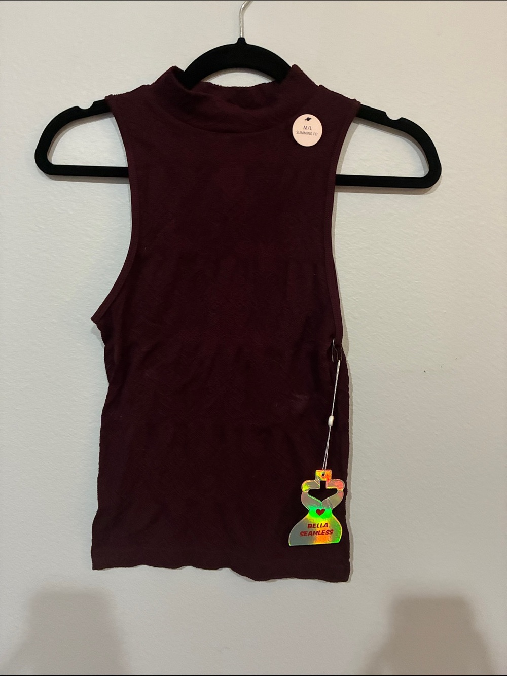 Bella Seamless Mock Neck Sleeveless Shapewear Top - Burgundy